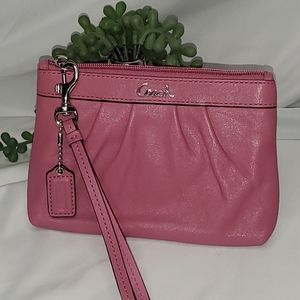Coach Pink Leather Wristlet